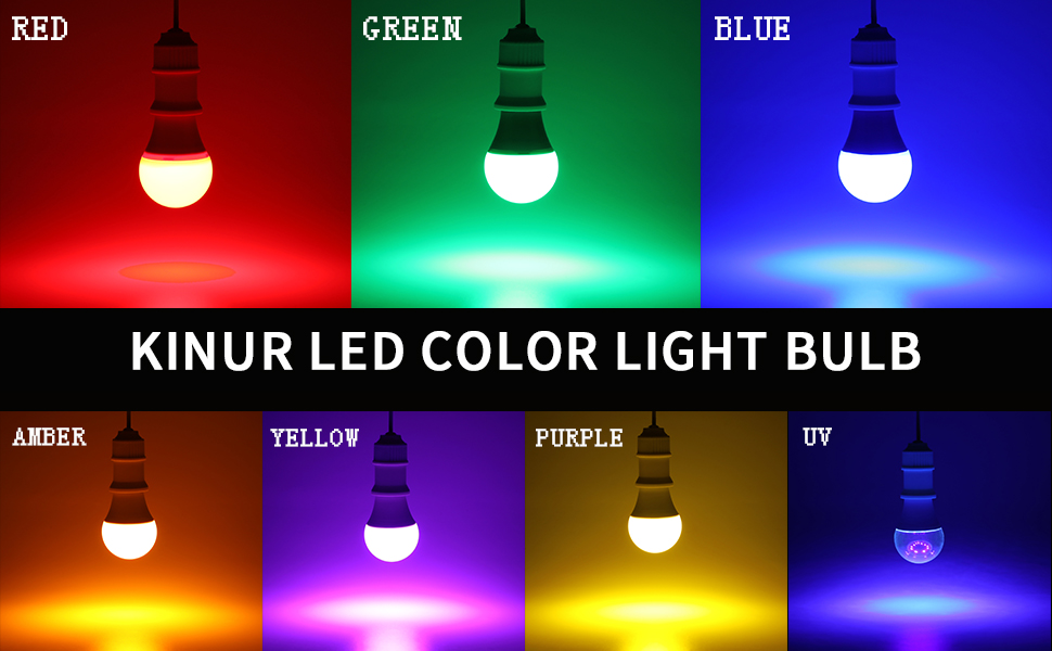 KINUR Purple Light Bulb, A19 9W (60W Equivalent) Purple LED Lights 120V