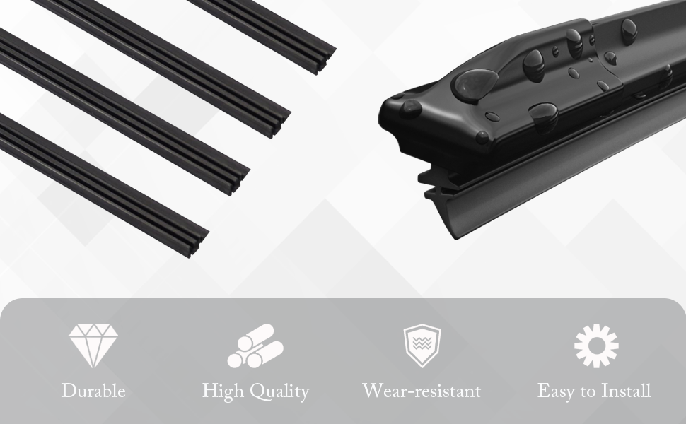 Pulchra 4Pcs Windscreen Wiper Blade Refills, 28 inch Car Wiper Blade