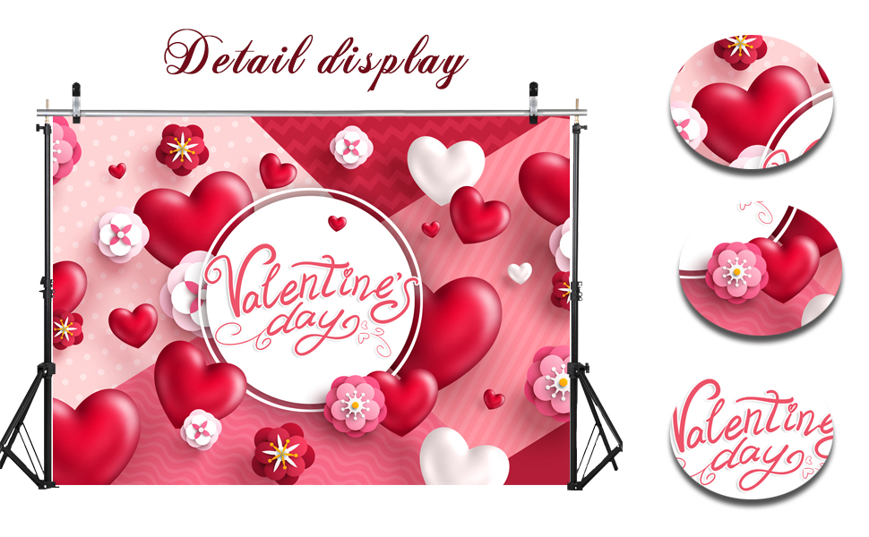 LYCGS 8X6FT Happy Valentine's Day Backdrop Love Heart