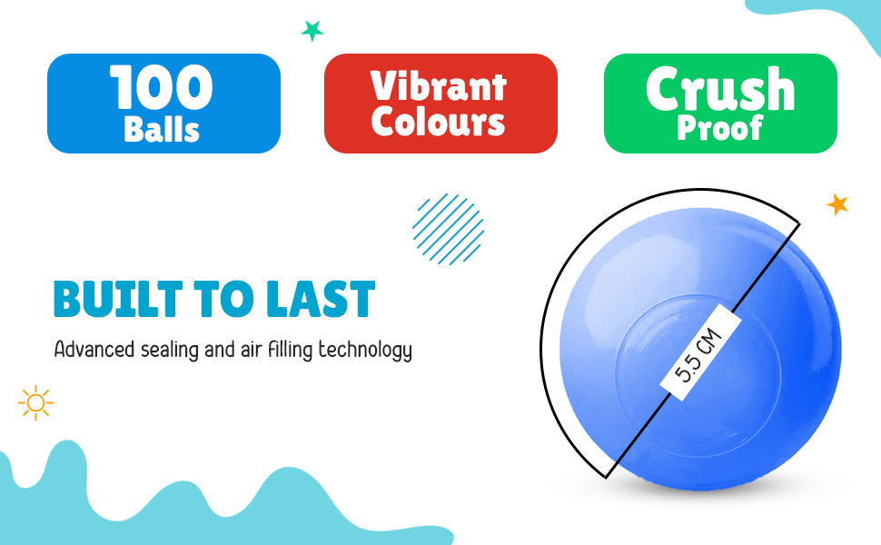 100 colourful colour play balls indoor outdoor gift children kids toys ball pit bath toy