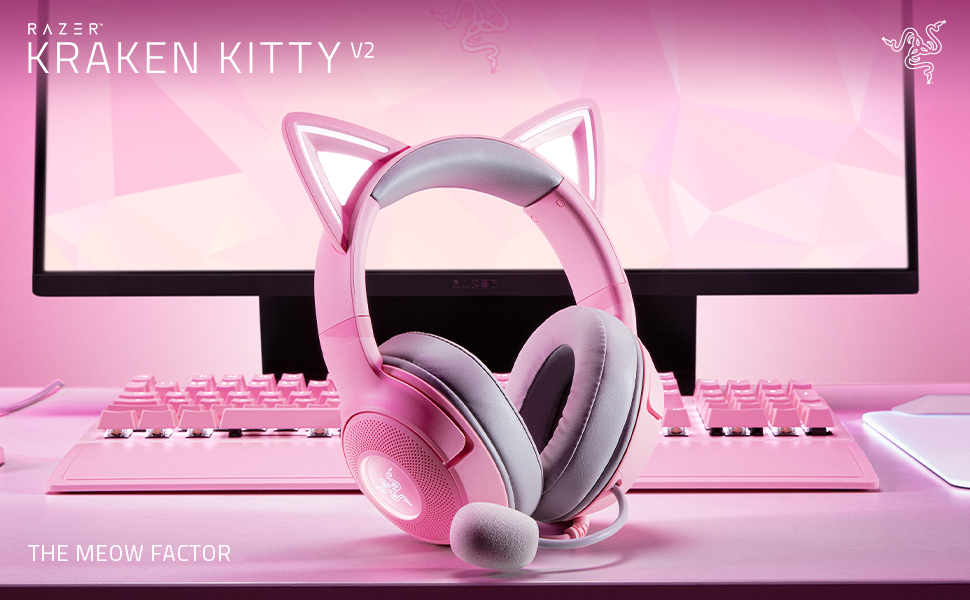Kraken Kitty ゲーミングヘッドセット ピンク V2 美品 大人気！ Amazon.co.jp: Razer レイザー Kraken Kitty V2 Quartz Pink