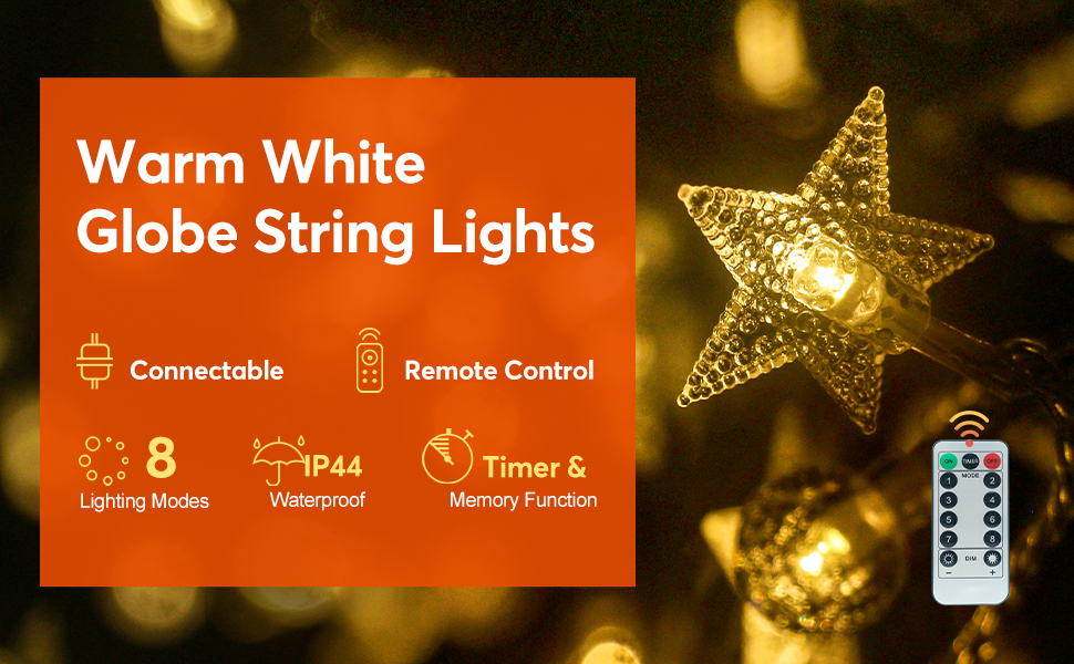 33FT【𝐔𝐩𝐠𝐫𝐚𝐝𝐞𝐝】 80 LED Battery String Lights Warm White