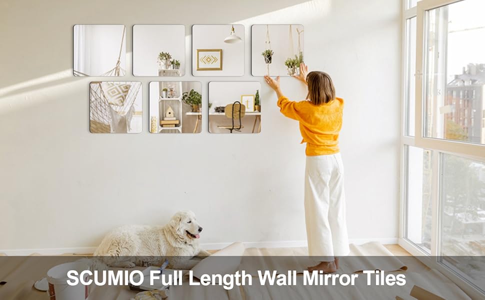 4 Pcs Wall Mirror Tiles, 8 x 8 Inch Self... 18 Self Adhesive Mirror