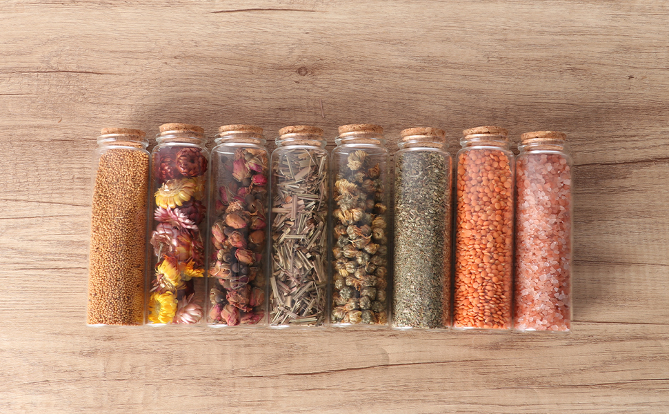 Miukada Small Glass Jars with Cork Lids 200 ml, Glass Vials