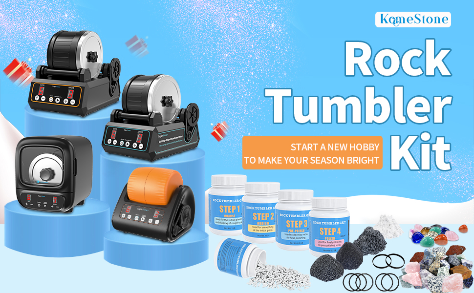 KomeStone K2 Elite Professional Rock Tumbler Kit, Ultra Quiet & Cutting