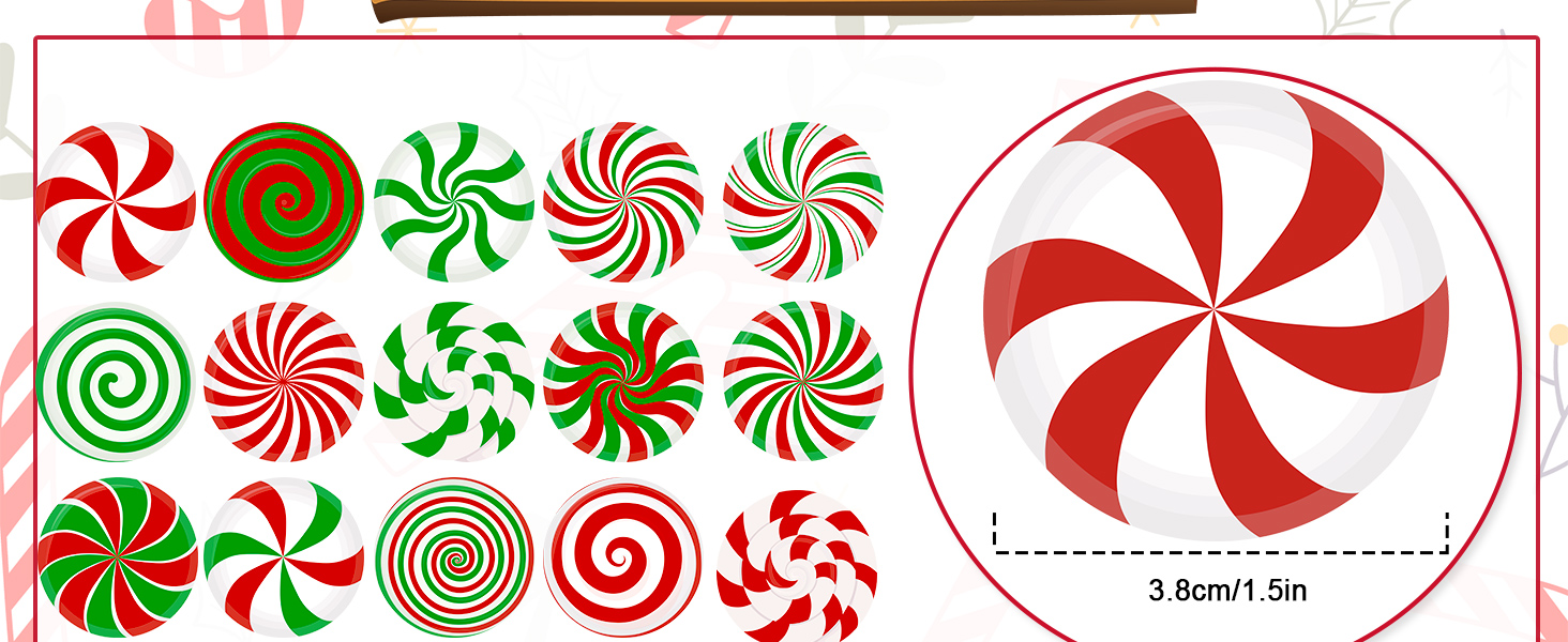 1000Pcs Christmas Candy Theme Stickers Roll