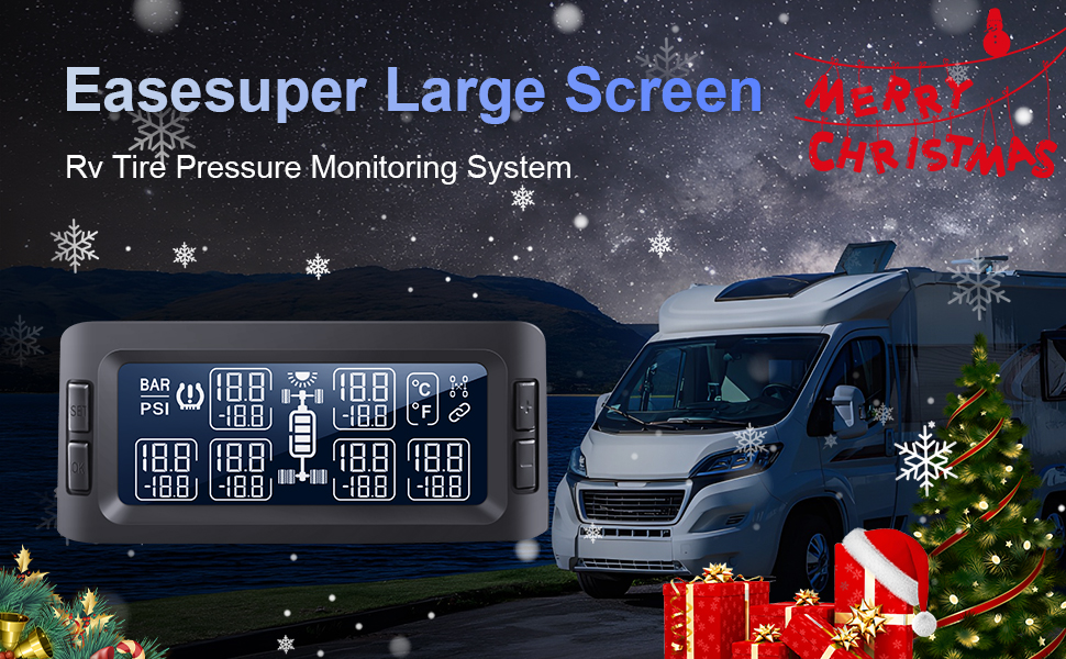 Easesuper Rv Tire Pressure Monitoring System, Large Screen
