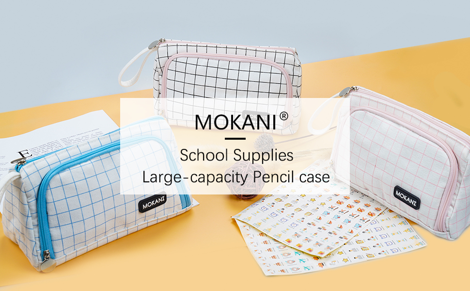 Mokani Pencil Pouch, Big Capacity Pencil Pen Case with Handle, Canvas