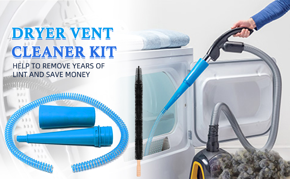 INCALCU Dryer Vent Cleaning Kit, Dryer Lint Vacuum Brush Attachment for