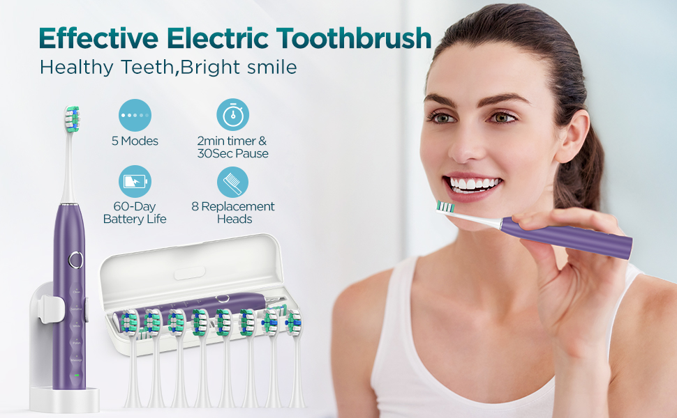 Ultrasonic Toothbrush for Adults MISSCOZY Reachargeable Electric