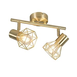 QAZQA Moderno Plafón Art Deco orientable oro - MOSH 2 Acero Alargada Adecuado para LED Max. 2 x 40 Watt
