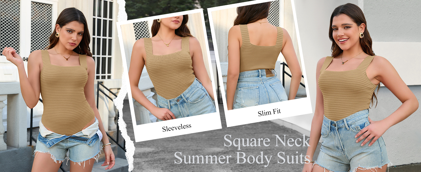 Square Neck Summer Body Suits