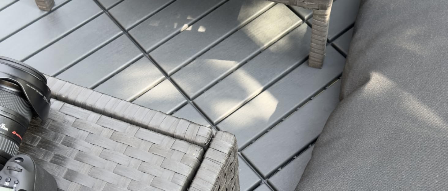 PANDAHOME 22 sq. ft Plastic Interlocking Deck Tiles Outdoor