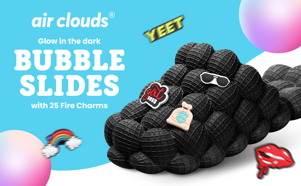 AIR CLOUDS® Bubble Slides 25 Charms & GLOW IN DARK Golf Ball Slides Bubble