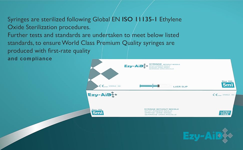Box 100 2.5ml EzyAid Disposable Sterile Empty Syringe Highly