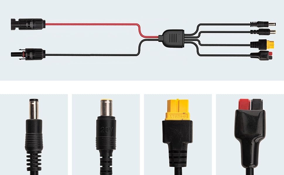 Amazon | Leehitech 1M 4 in 1 ソーラー充電ケーブル 16AWG 太陽