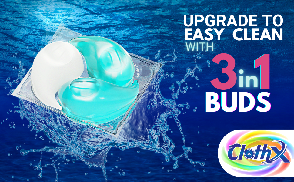 CLOTHX 3in1 PODs Detergent Pack 30 ct for Top & Front load washing