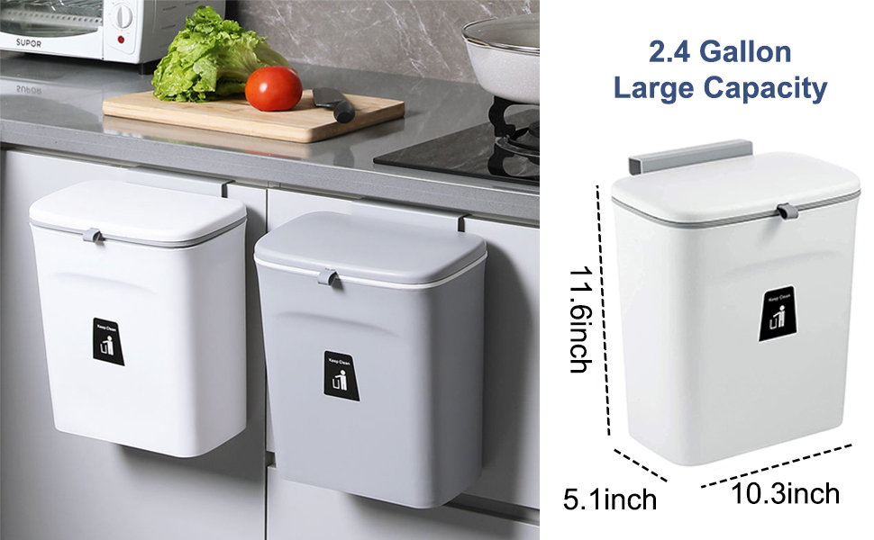 Kitchen Compost Bin for Counter Top/Under Sink, 2.4 Gallon Hanging