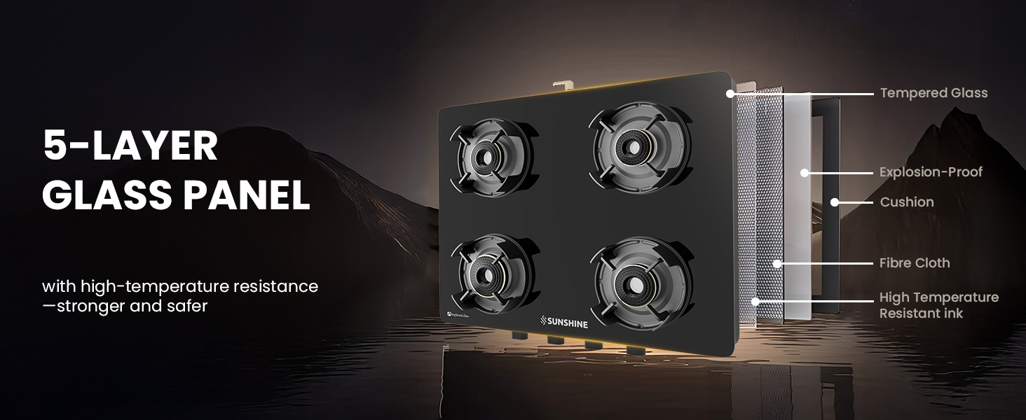 Sunshine Regal Pro Gas Stove Toughened Glass Cooktop Manual Ignition