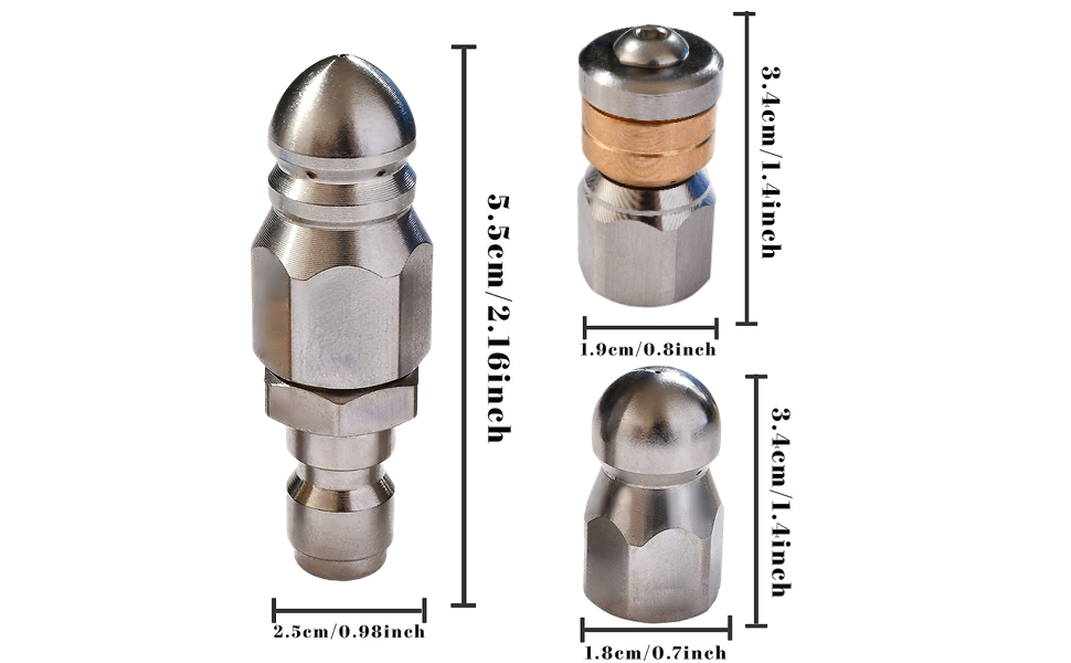 3 Pcs Sewer Jetter Nozzle Rotating Button Nose Jetting