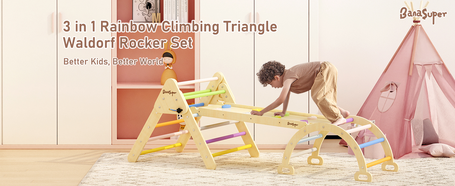 toddler rainbow climbing triangle waldorf rockrer set