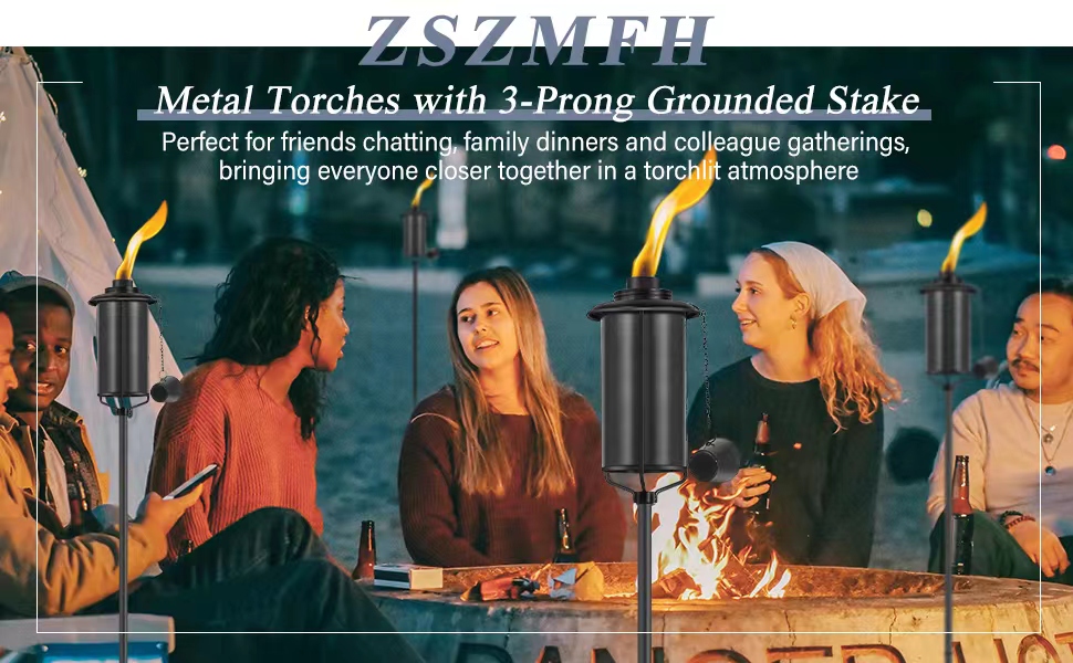 ZSZMFH 4 Pack Metal Torch for Outside, 16oz Outdoor Metal