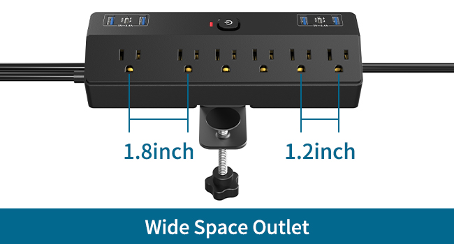 40W Desk Clamp Power Strip USB C,10FT Desk Extension Cord Fararaka Desk Power Strip Surge Protector