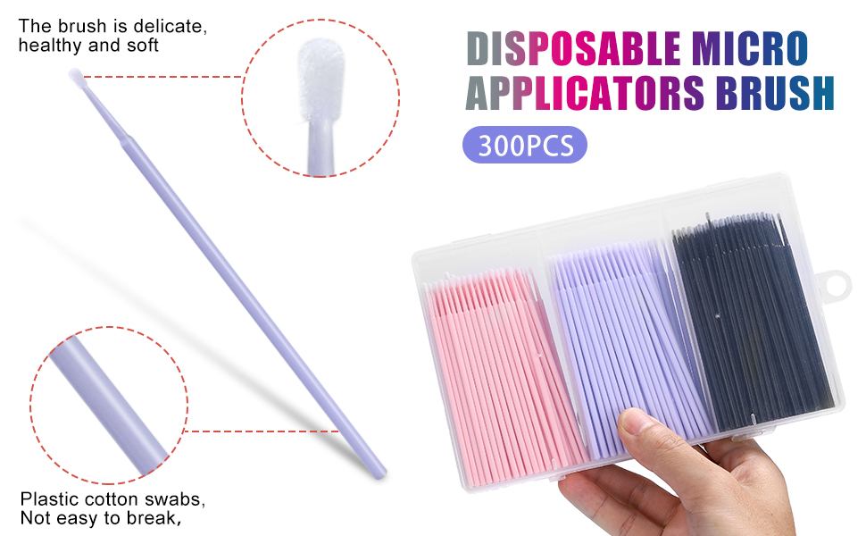 300pcs Disposable Microbrush Applicators Microfiber Wands