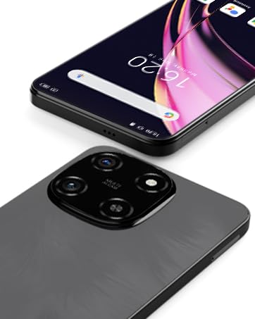 Series of product shots showing a black smartphone case with integrated flip cover and viewing stand functionality in various positions.