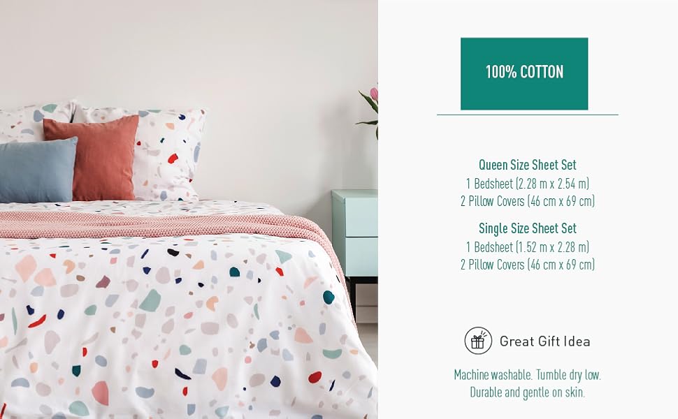 100% Cotton soft bed sheet under 1000 120 TC 1 bedsheet and 2 pillow Cover