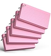 250 Count Pink Index Cards with Ring 3 x 5 Inch Heavyweight Ruled Index Cards, Flash Cards for Sc...