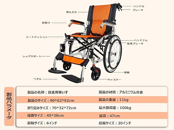 Amazon | Miugoo 車椅子 車いす 自走用車いす 介助&自走兼用