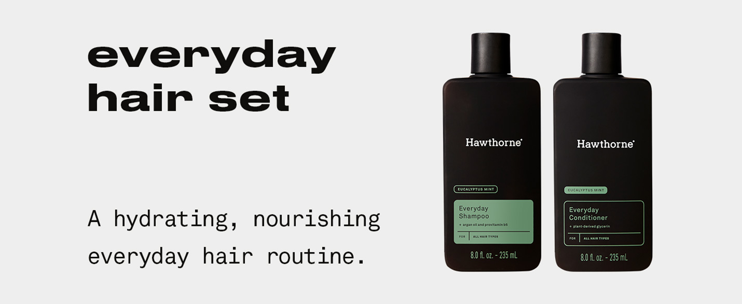 Hawthorne Mens Everyday Shampoo and Conditioner Set for all Hair Types. Hydrating, All Natural