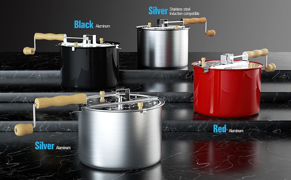 Cook N Home 02626 6 Quart Aluminium Stovetop Popcorn Popper