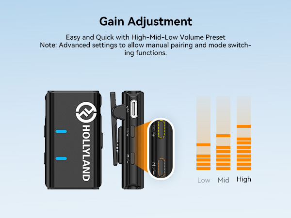 LARK M1 can easy to adjust the vlome in 3 levels via the button beside the TX
