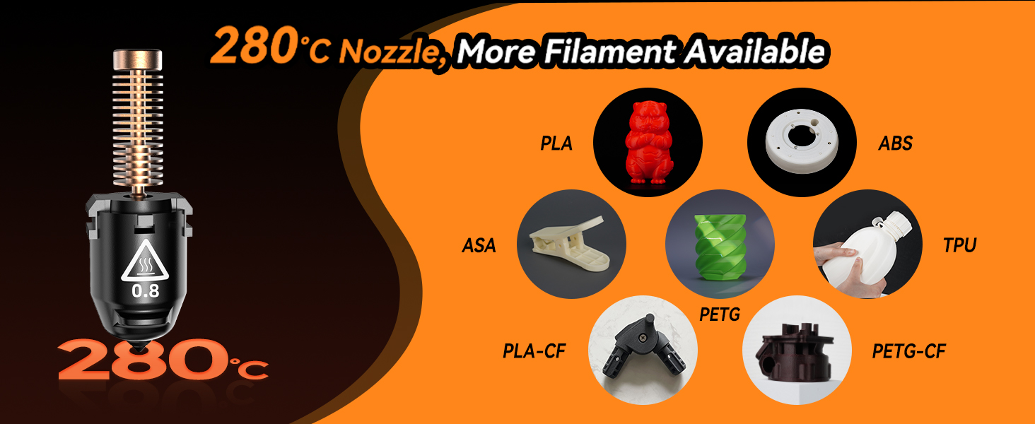 Flashforge Nozzle Assembly for Adventurer 5M 3D Printer, 280°C High Speed and Quick-Release Nozzle (4 Size Kit) 10 280