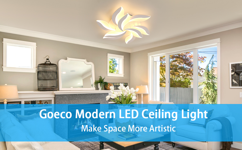 Goeco Modern Ceiling Light, Flower Shaped Dimmable Ceiling Light with