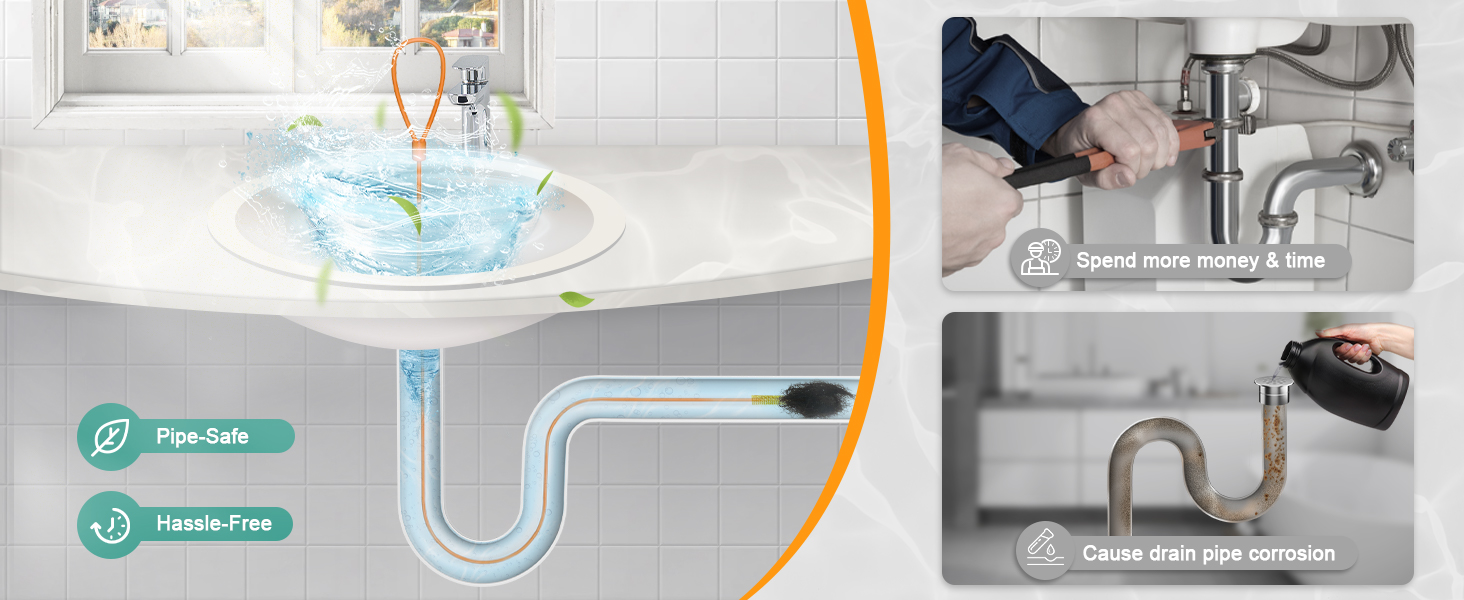 EastLink 30 Inch Drain Snake Hair Drain Clog Remover, AntiBreak Steel