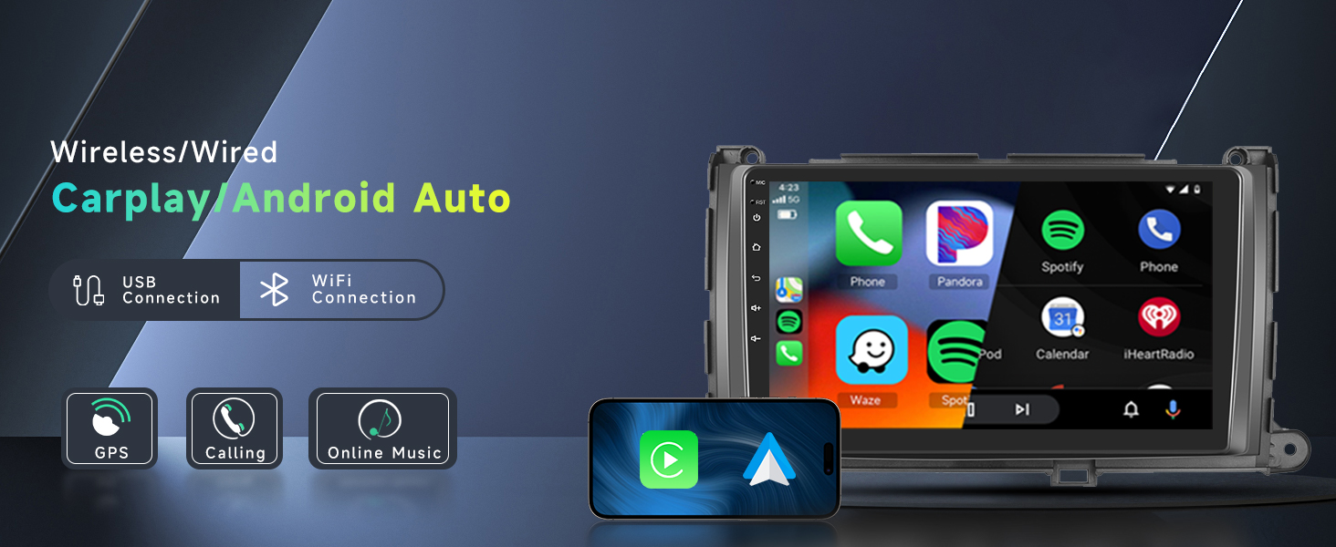 Car Radio with Wireless Carplay Android Auto