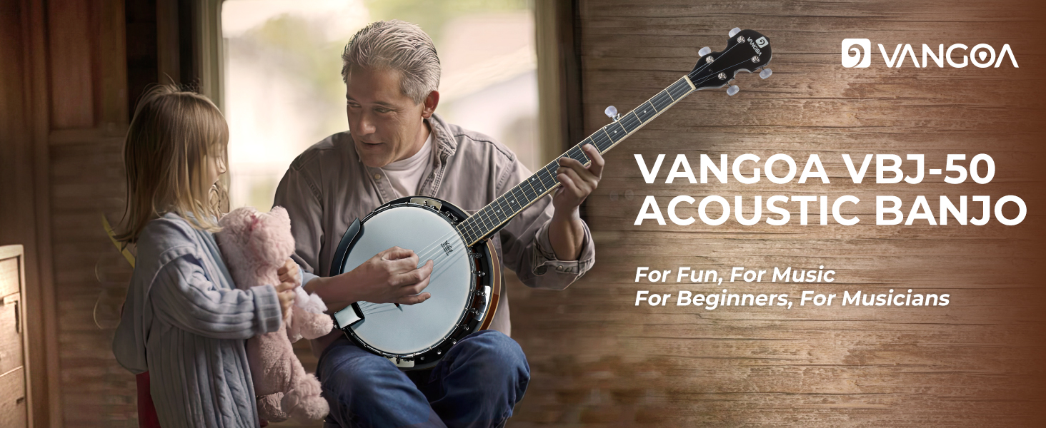 Vangoa 5 String Banjo Kit, 38" FullSize Nylon Banjo