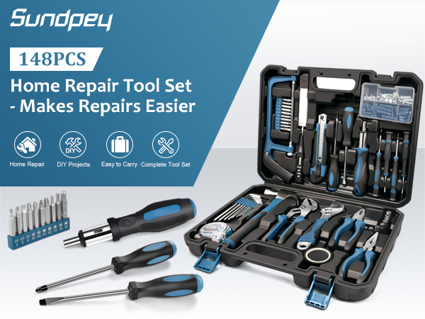 Sundpey Home Tool Kit 148-Pcs - Household Basic portable