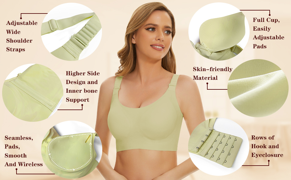 WOWENY Bralettes for Women Plus Size Bras for Women UK Wide Back Bra for Large Busts Sleep Bras