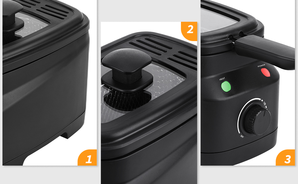 Mini Deep Fat Fryer Deep Fryer, 1.5L Deep Fat Fryers for Home Use Easy