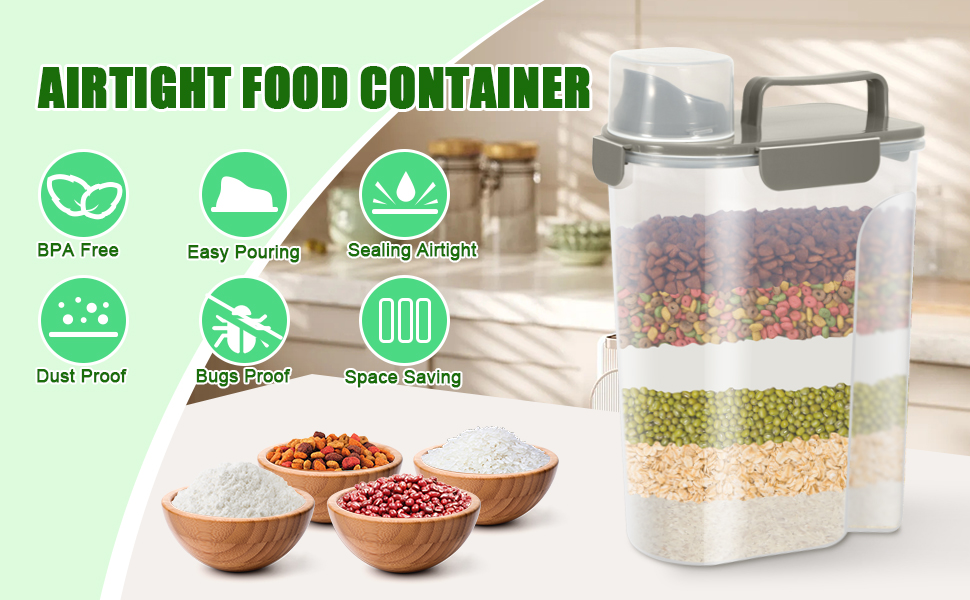 airtight food storage container for cat food, dog food, pet food