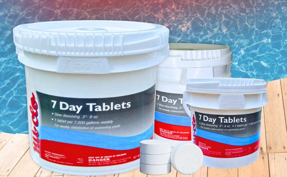 NuClo 7 Day Tabs 3" Chlorination Tablets Stabilized Long Lasting 3" Chlorinating