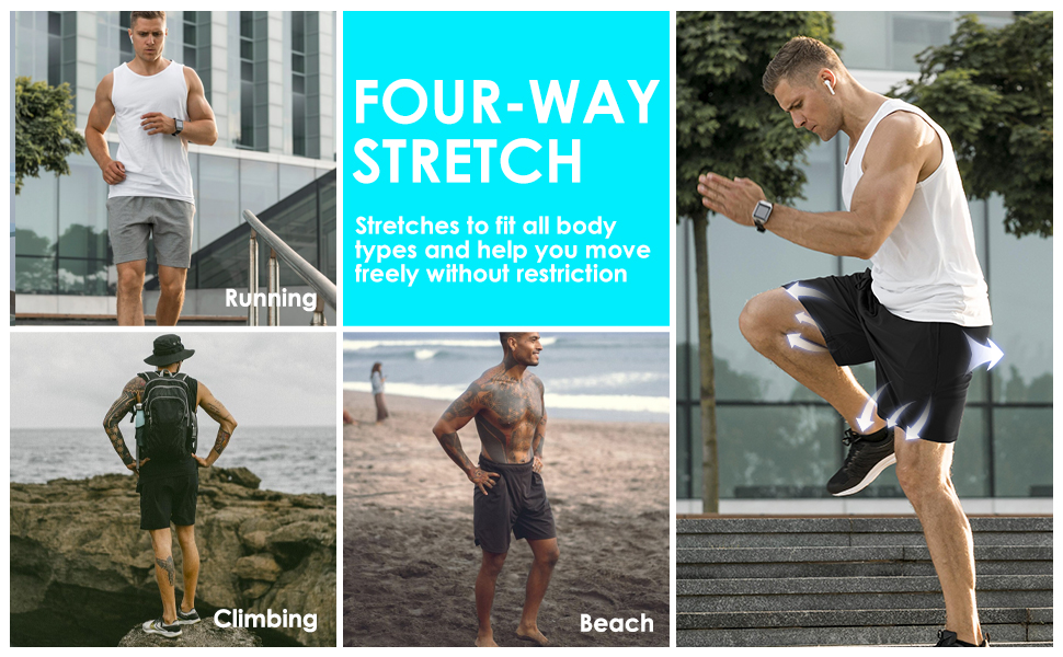 2 Pack Mens Running Athletic Shorts for Men's Lightweight Workout Gym Shorts Quick Dry Hiking Basketball 8 FOUR-WAYSTRETCH