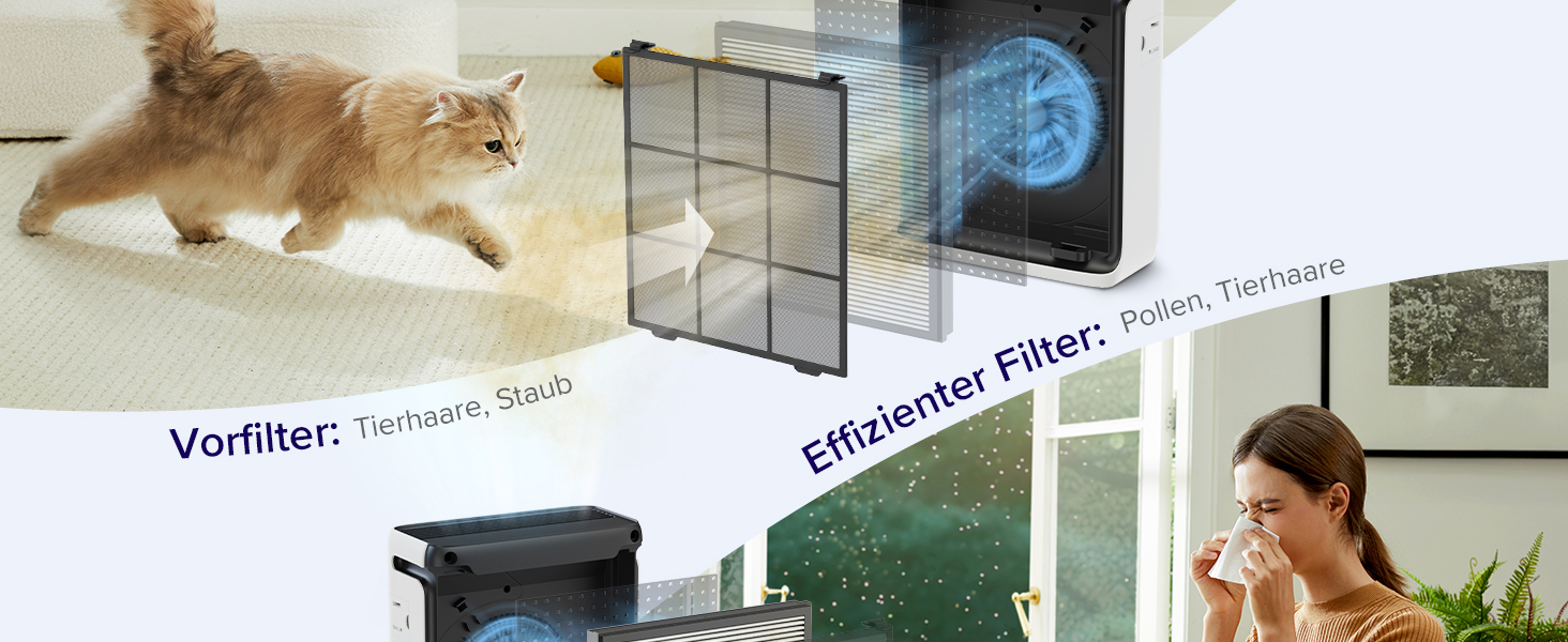 Vorfilter & amp; Bocheffizienter: Staub, Pollen und Tierhaare