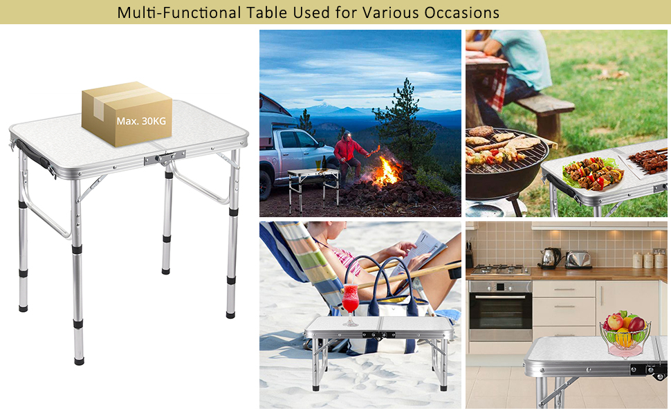 Folding Camping Table with Storage Net, Anbte Aluminum 2ft