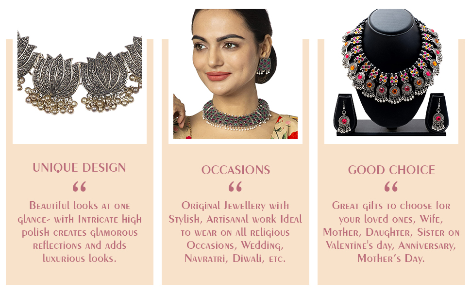 Oxidised Jewellery Necklace Set with Earrings for Women