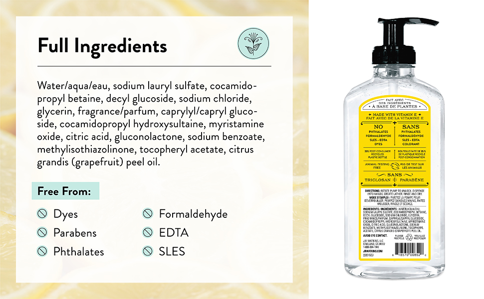 Jr Watkins Liquid Hand Soap Refill Pouch, Lemon, 2 Pack, Scented Liquid